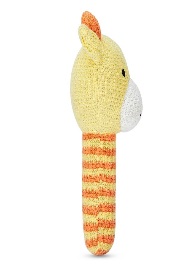 Haus & Kinder Baby Rattle Toy - Pack of 1 | Giraffe-Shaped Knitted Rattle for Newborns | Yellow, Soft Cotton with Polyfibre Filling, Sensory Toy - 15 cm - 0-2 Years | Safe First Toy for Babies - Image 4